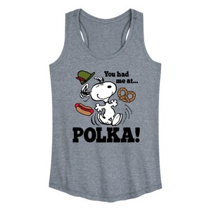 Women's - Peanuts - You Had Me At Polka Graphic Racerback Tank - 1 of 4