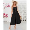 Clearlove Women's Casual Summer Midi Dress Spaghetti Strap Button Down Sleeveless A-Line Beach Swing Sundress - 3 of 4