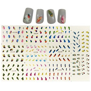 Wrapables Fingernail Tattoo Nail Art Water Nail Tattoos Water Transfer Slide Tattoos Nail Decals, Feathers (11 Designs/248 Nail Tattoos) - 1 of 3