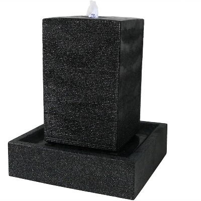 Sunnydaze 40"H Electric Polyresin and Fiberglass Large Pillar Outdoor Water Fountain with LED Lights