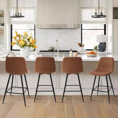 Bingo 26" Upholstered Counter Height Stool with Black Leg (Set of 2 and 4 ) , Midbar Stool for Kitchen Island, Indoor Furniture - Maison Boucle