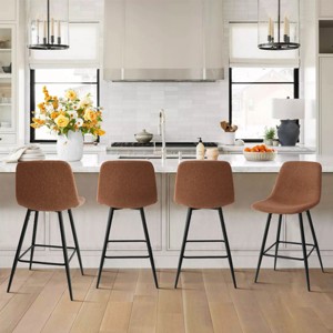 Bingo 26" Upholstered Counter Height Stool with Black Leg (Set of 2 and 4 ) , Midbar Stool for Kitchen Island, Indoor Furniture - Maison Boucle - 1 of 4