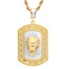 Steeltime 30" 18k gold plated stainless steel sandblast lion head dog tag pendant - 2 of 4