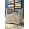 Fossil Ridge Accent Bench Whitewash - Signature Design by Ashley: Modern Storage Ottoman, Entryway Furniture - 2 of 4