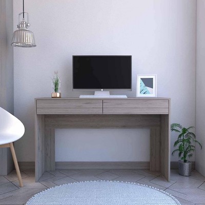 INFURNIC Desks Meridian Writing Desk with 2 Drawers Spacious Work Surface and Modern Design, Grey, 47.3"*17.7"*29.5"