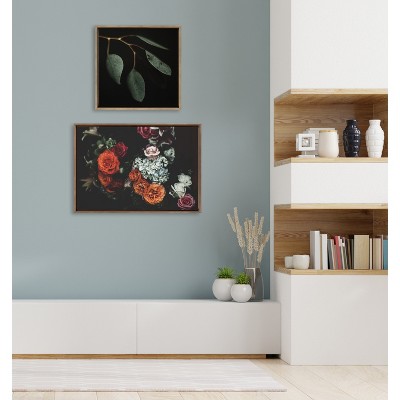 Eucalyptus Leaves Framed Canvas Print in Gold Frame