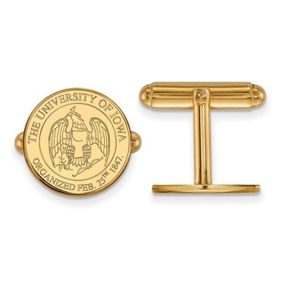 Black Bow Jewelry 14k Yellow Gold Plated Sterling Silver Iowa Hawkeyes NCAA Cuff Links