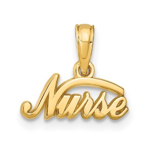 Black Bow Jewelry 14k Yellow Gold Small Nurse Script Pendant - 1 of 4