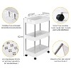 LunaLulink 3 Tier Sliding Storage Cart Rolling Utility Cart Mobile Storage Organizer, White - 3 of 4