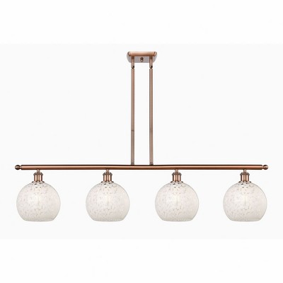 White Mouchette - 4 Light Stem Hung Island In Modern Style-10.5 Inches Tall and 48 Inches Wide