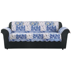 Heirloom Sofa Furniture Protector English Rose Blue - Sure Fit, English Pink
