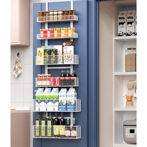 MOEPISY 6-Tier Over The Door Pantry Organizer, Hanging Spice Rack with Adjustable Basket, Over Door Racks - 1 of 4