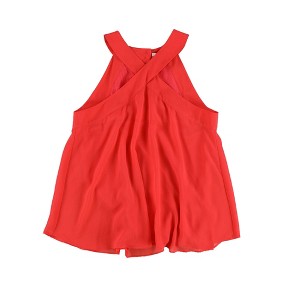 bar III Womens Flutter Overlay Halter Top Shirt, Orange, Small - 1 of 2