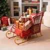 Costway Metal Christmas Santa Sleigh Basket Festive Decorative Sleigh Cart Holiday Red - 4 of 4