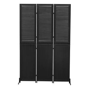 Gulches 3-Panel Black Partition, 6Ft Freestanding Privacy Screen - 1 of 4
