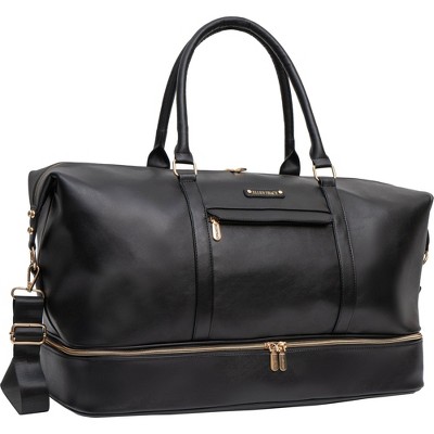 Ellen Tracy 20 In. Smooth Faux Vachetta Leather Drop Bottom Duffle