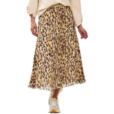Women's Plisse Leopard Midi Skirt - ESQUALO