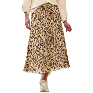 Women's Plisse Leopard Midi Skirt - ESQUALO - 1 of 4