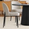 5-Piece Modern Black Dining Table Set, 46" Round Pedestal Table and 4 Upholstered Linen Chairs for Kitchen or Small Spaces-Maison Boucle - 2 of 4