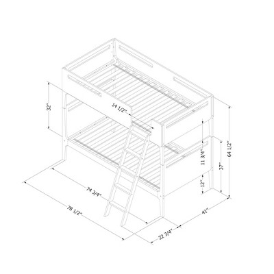 Twin White and Natural Wood Bunk Bed with Guardrails