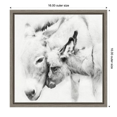 Sylvie Greywash Framed Canvas Print of Donkey Portrait III