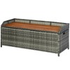 Outsunny Outdoor Storage Bench Wicker Deck Boxes with Wooden Seat, Rattan Container Bin with Lip, Ideal for Storing Tools, Accessories and Toys - 4 of 4