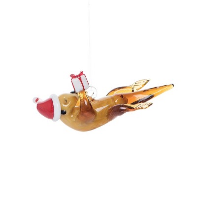 Gallerie II Santa Otter Artglass Ornament