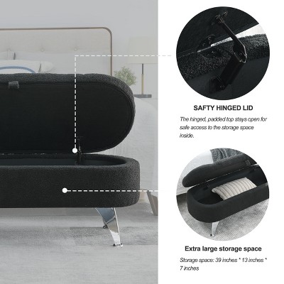 3.8ft Storage Ottoman Bench, Upholstered End of Bed Ottoman Bench with Storage and Seating, for Foot Rest in Bedroom, Livin