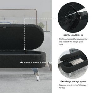 3.8ft Storage Ottoman Bench, Upholstered End of Bed Ottoman Bench with Storage and Seating, for Foot Rest in Bedroom, Livin - 1 of 4