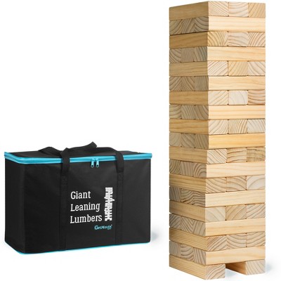 GetMovin' Sports Giant Leaning Lumbers Ultimate Inside/Outside Family Fun 5 Foot Tall Stacking Game for Ages 8 and Up