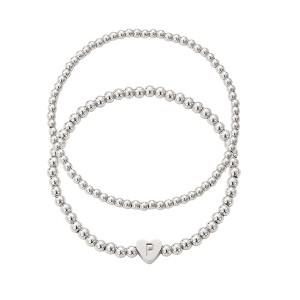 Adornia Silver Plated Ball Bead Initial Bracelet Set - 1 of 1