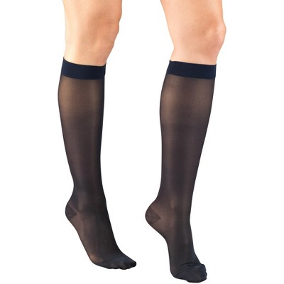 Truform Sheer Compression Stockings, 15-20 mmHg, Women's Knee High Length, 20 Denier Black 3X-Large