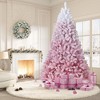 Artificial Christmas Tree w/Warm White LED Lights, Pink Gradient Snow Frosted Xmas Tree for Holiday Deco w/Realistic Branch Tips, Metal Stand - 4 of 4