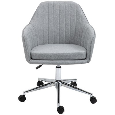 Gray Fabric Mid-Back Swivel Task Chair with Metal Base