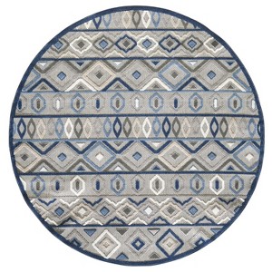 Blue And Gray Abstract Stain Resistant Indoor Outdoor Area Rug - 1 of 4
