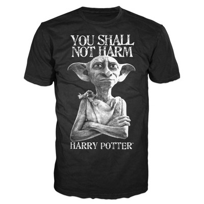 Seven Times Six Harry Potter Dobby Shall Not Harm Mens Black T-shirt