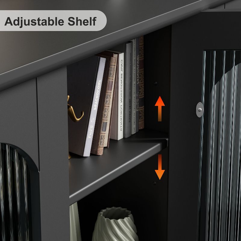 Neutypechic Wooden Bookshelf with Glass Doors and Adjustable Shelves, 4 of 8