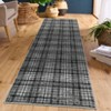 Machine Washable Indoor Modern Geometric Area Rugs Soft Low Pile Mat with Small Checkered Print - 2 of 4