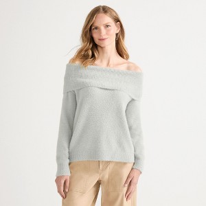 Lands' End Women's Eyelash Off Shoulder Sweater - 1 of 4