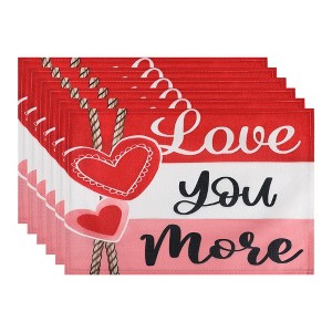 REGALWOVEN Red Pink Love Hearts Placemats Set of 6, Happy Valentine's Day Dining Table Place Mats Home Kitchen Decor - 1 of 4