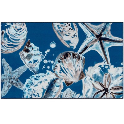 Olivia’s Home Deep Sea Shells Doormat – 22" × 32" Indoor Polyester Rug with Suede‑Feel Coastal Shell Design