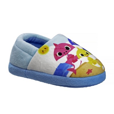 Baby Shark "Cool and Friendly" PJ Slippers for boys and girls | Warm Plush Dual Size Slippers (Toddler/Little Kid)