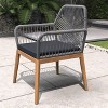 Moda Furnishings 2pcs Outdoor Acacia Wood Rope Weaving Chair With Black Cushions - 3 of 4