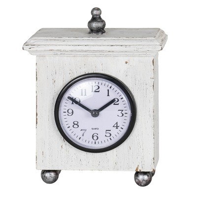 Square White Wood & Plexiglass Tabletop Clock - Foreside Home & Garden