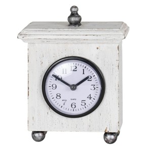 Square White Wood & Plexiglass Tabletop Clock - Foreside Home & Garden - 1 of 4
