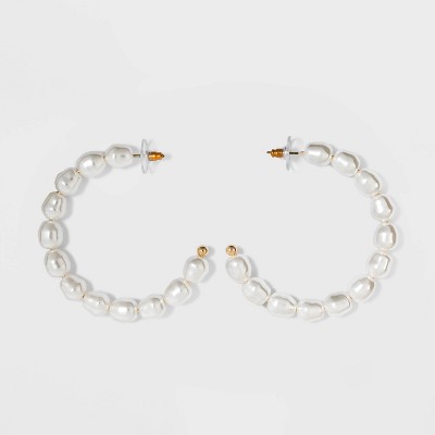 BaubleBar Pearl Hoop Earrings - Pearl 