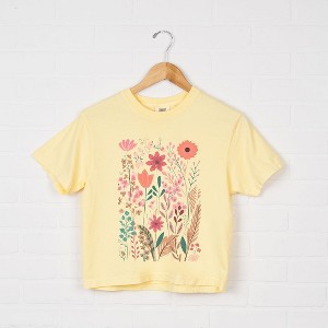 Simply Sage Market Women's Pastel Wildflowers Short Sleeve Relaxed Fit Cropped Tee - 1 of 4