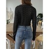 Coolmee Women's Crochet Lightweight Crop Sweaters Boho Long Sleeve Hollow Out Lapel Collar Short Knitwear Tops - 4 of 4