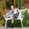VINGLI 38.5" Outdoor Metal Bench, Cast Aluminium Frame Antique Finish Chair, Rose Accented Porch Decor Deck Furniture for 2 Person Seat (White) - 2 of 4