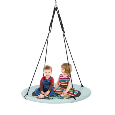 Infans Tree Swing Saucer, Flying Saucer Swing with 2 Carabiners, Adjustable Hanging Ropes, Waterproof Oxford Fabric, Light Blue